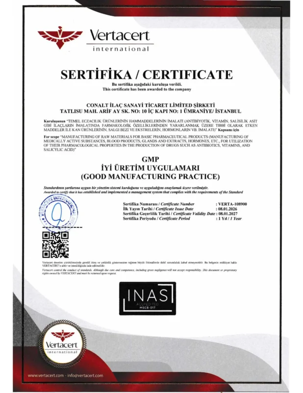 CONALT - GMP - 2026 Sertifikası
