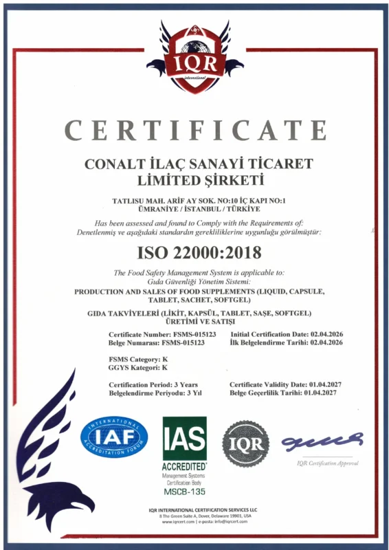 CONALT - ISO 22000 - 2026 Sertifikası