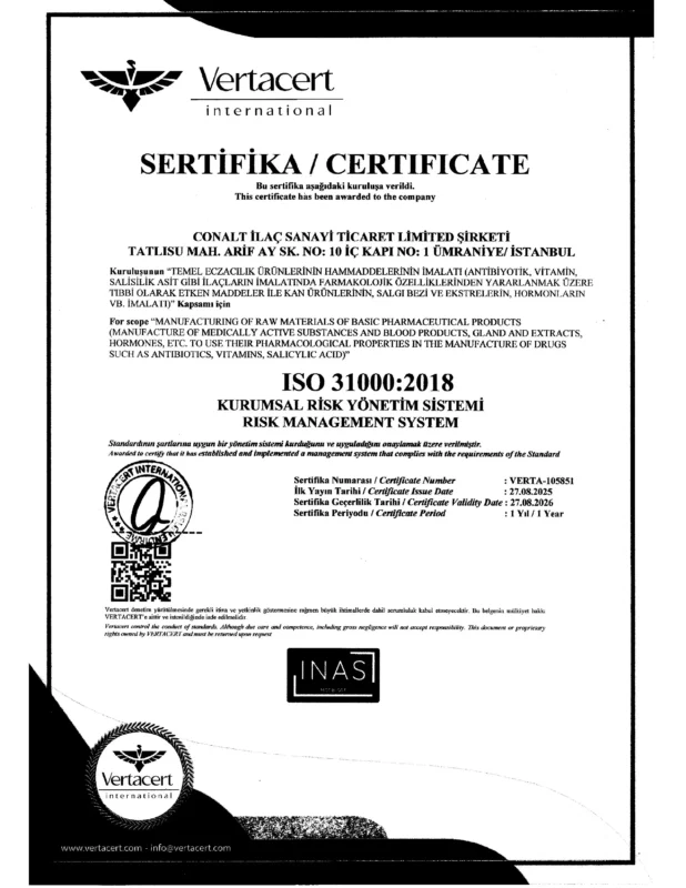 CONALT - ISO 31000 - 2026 Sertifikası