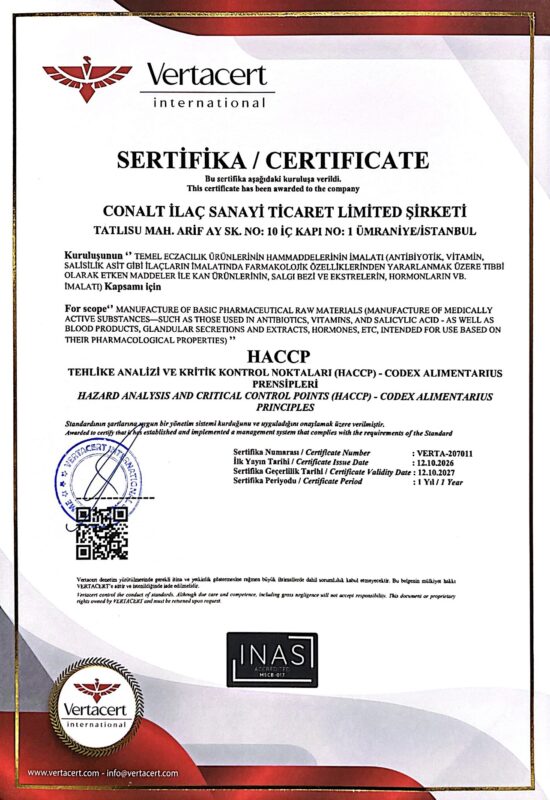 CONALT - HACCP Sertifikası
